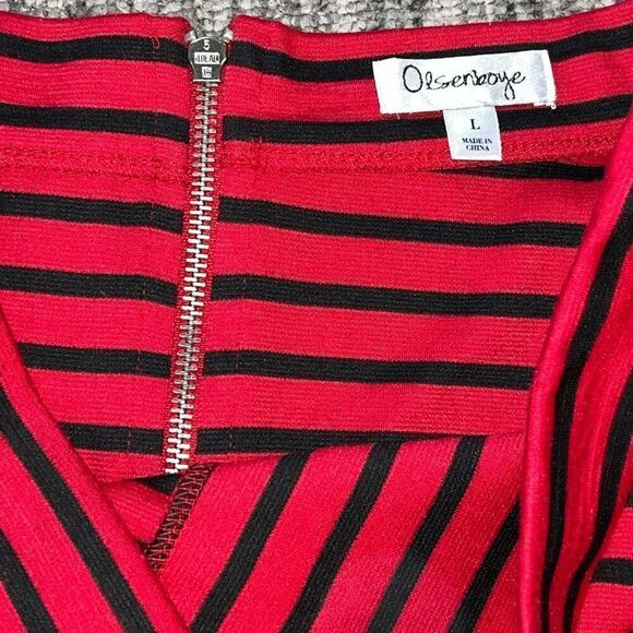 Olsenboye Womens Size Large Striped Skater Skirt Red Zip Up Asymmetrical Striped - Picture 2 of 6